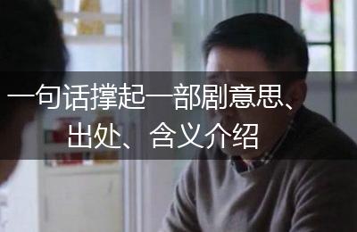 一句话撑起一部剧意思、出处、含义介绍