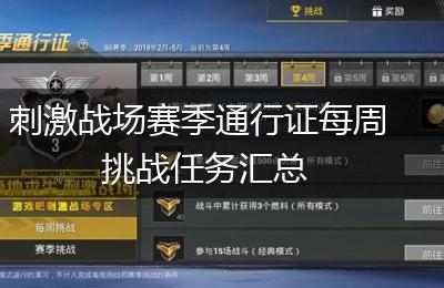 刺激战场赛季通行证每周挑战任务汇总