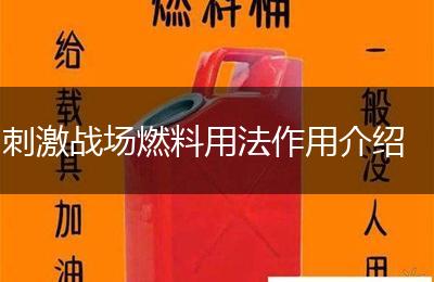 刺激战场燃料用法作用介绍