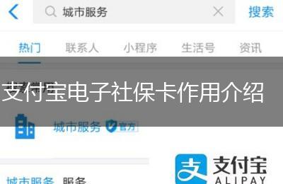 支付宝电子社保卡作用介绍