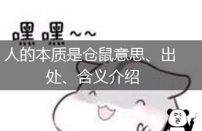 人的本质是仓鼠意思、出处、含义介绍