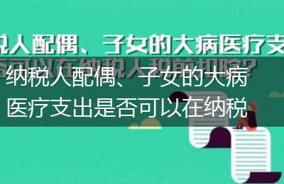 纳税人配偶、子女的大病医疗支出是否可以在纳税人税前扣除