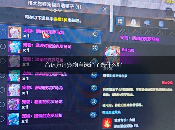 命运方舟宠物自选箱子选什么好,第1张