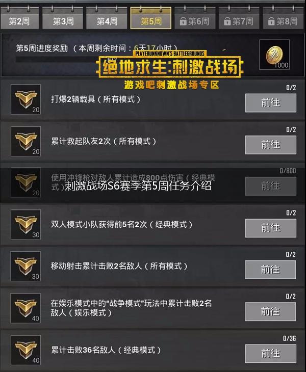 刺激战场S6赛季第5周任务介绍,第1张