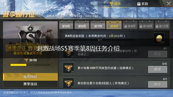 刺激战场S5赛季第8周任务介绍,第1张